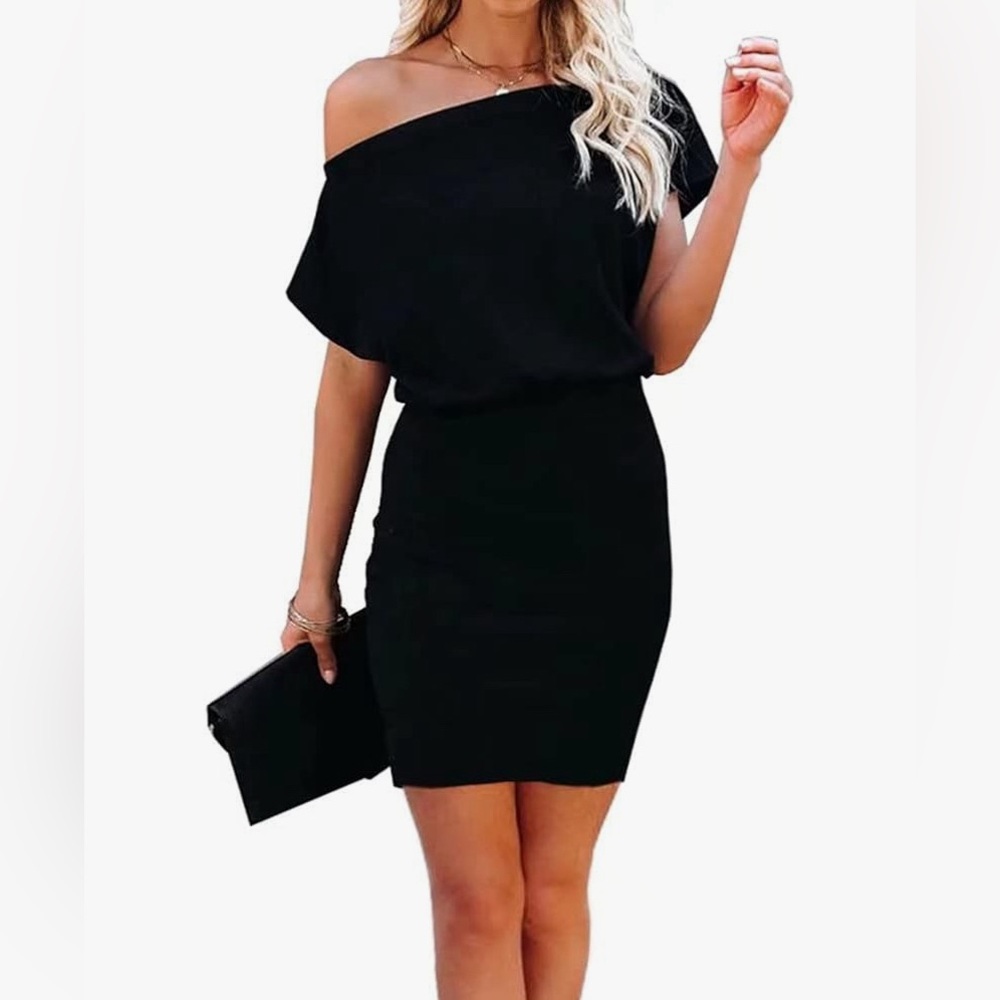 🍓$5 Pick!🍓 Ezbelle Off The Shoulder Ribbed Bodycon Mini Party Dress